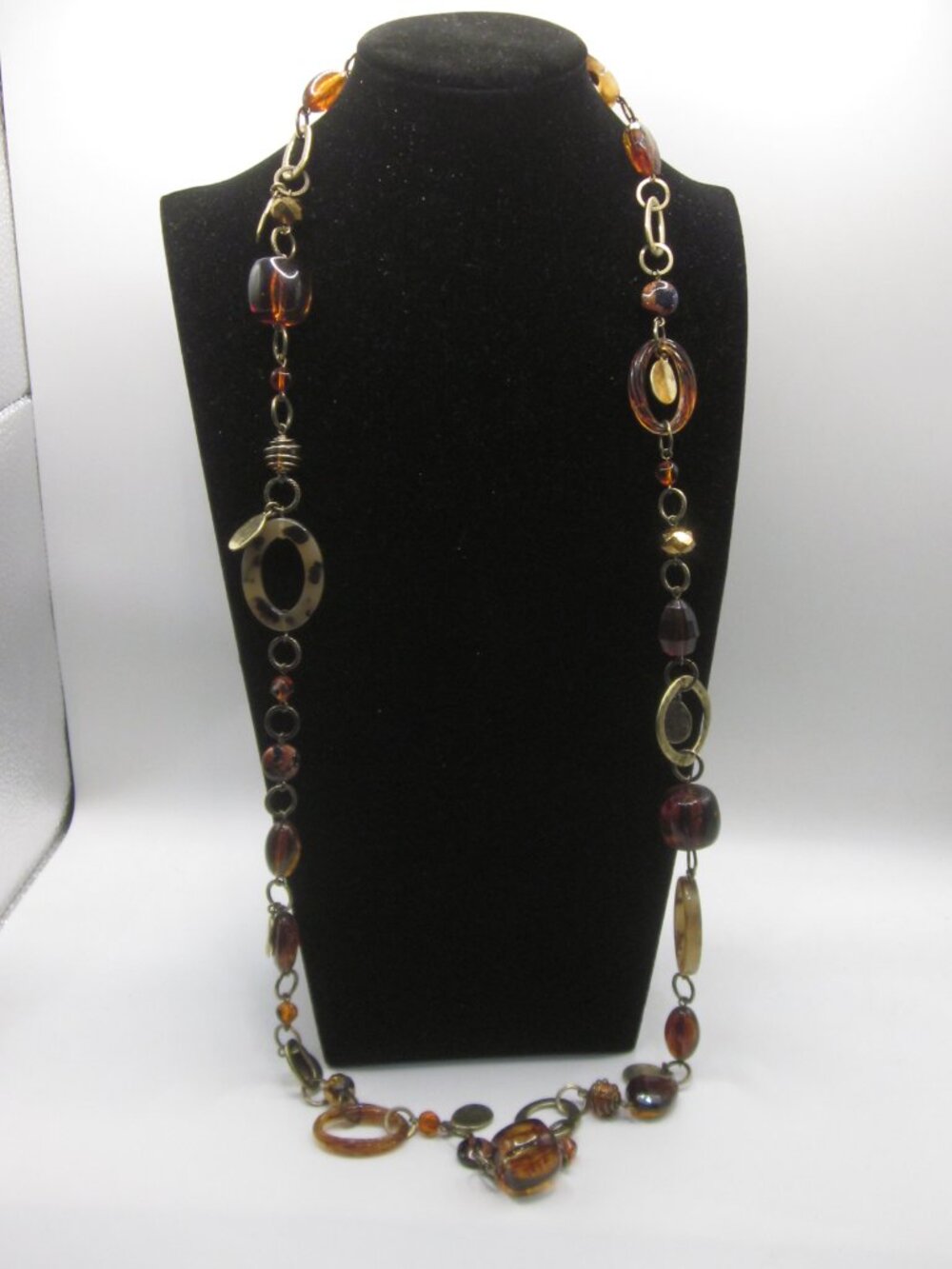 Premier Designs Long Amber Tone Necklace Convertible - Picture 4 of 4